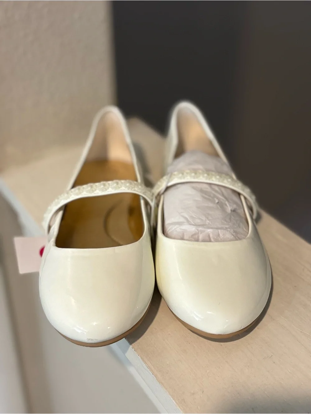 Kid's Brooke Ballet Flats Cat & Jack White Slip On Youth Size 5 NEW